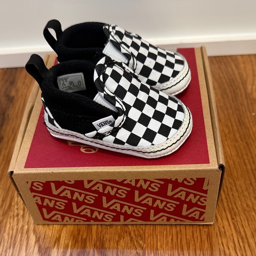 Vans Kids Checkerboard Slip-On Sneakers - Black & White